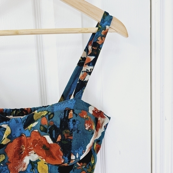 Bohemian floral teal padded bustier bralette size large - Picture 5 of 14